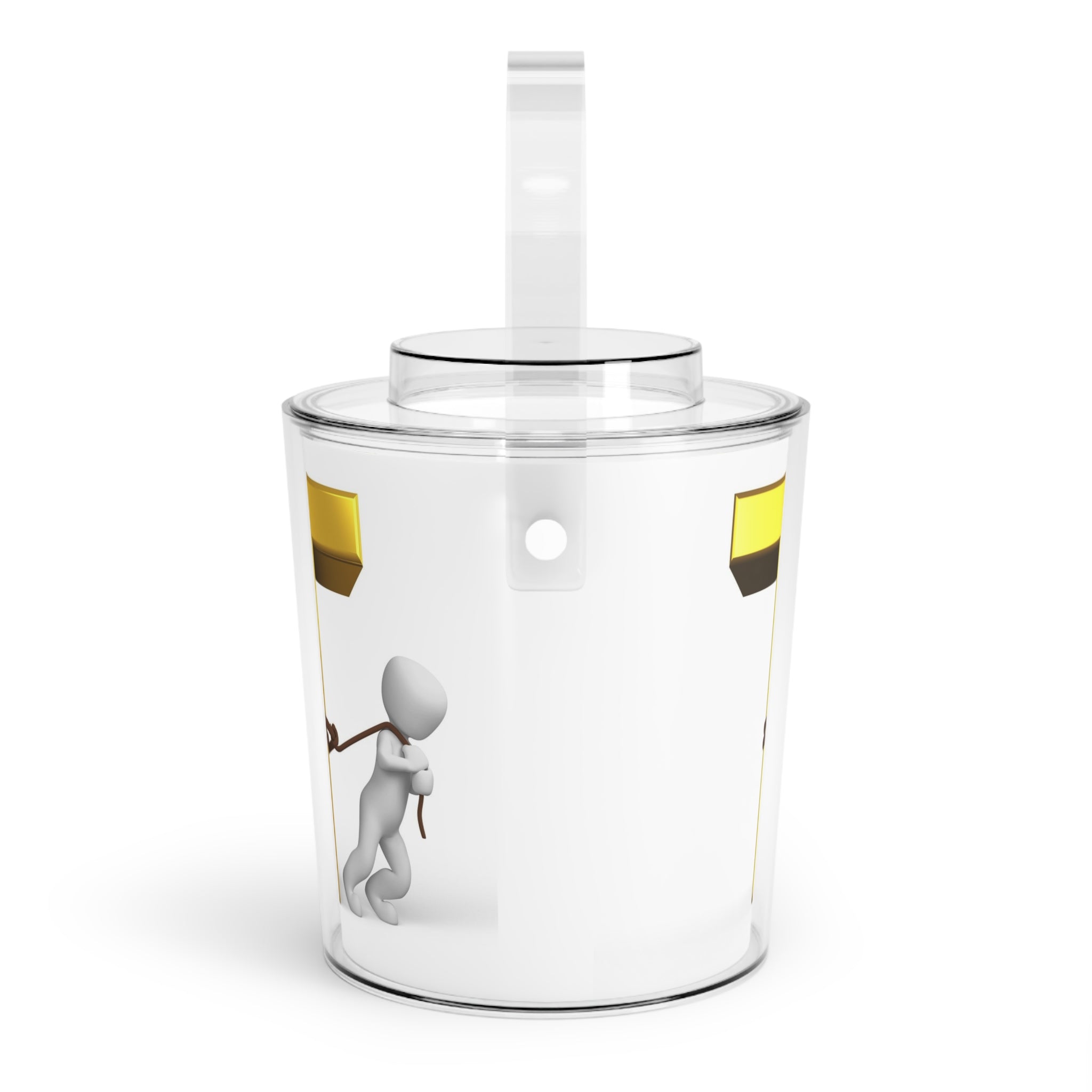 3D Stick Figure Pulling Gold Letter T Ice Bucket