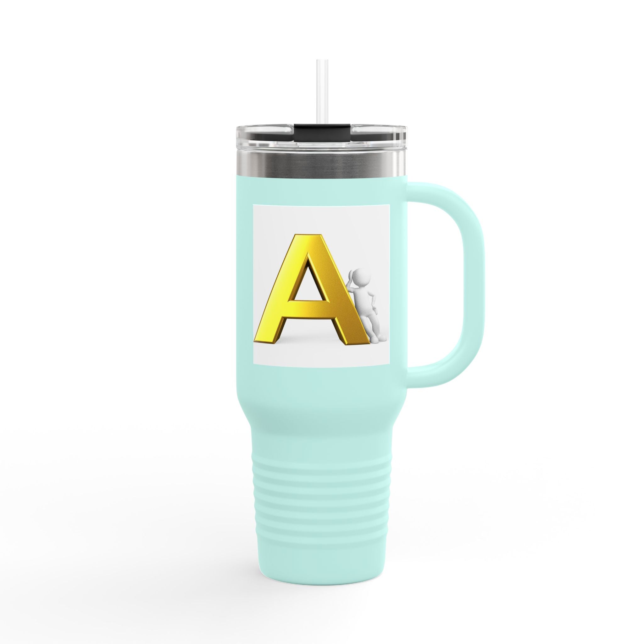 Yellow 3D Letter A Initial Travel Mug | 40oz Insulated Tumbler