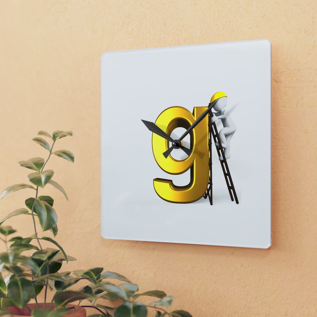 Gold Letter G Design Acrylic Wall Clock | Numeric Decor
