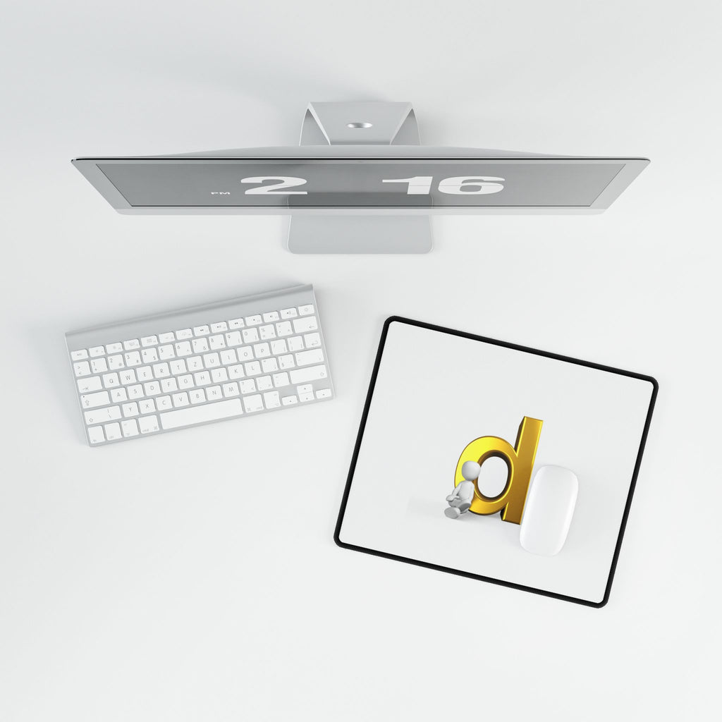 Gold Letter d Illustration Desk Mat | Typographic Mouse Pad