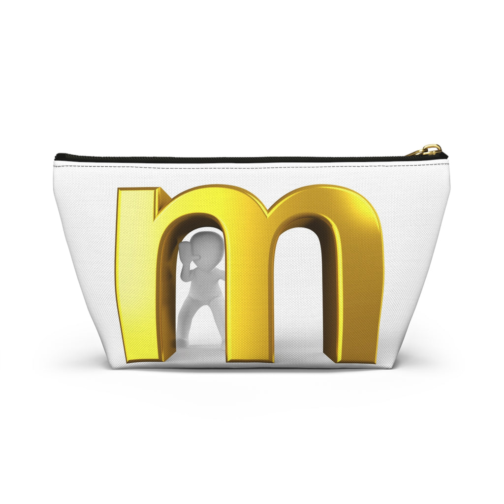 Gold Letter M Monogram Accessory Pouch | T-Bottom Makeup Bag