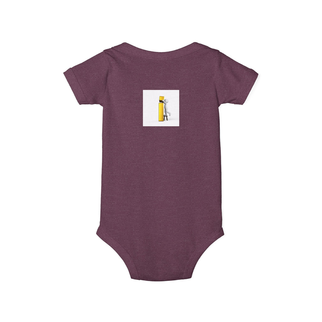 Little Figure Building Yellow Letter i Baby Onesie | Infant Bodysuit