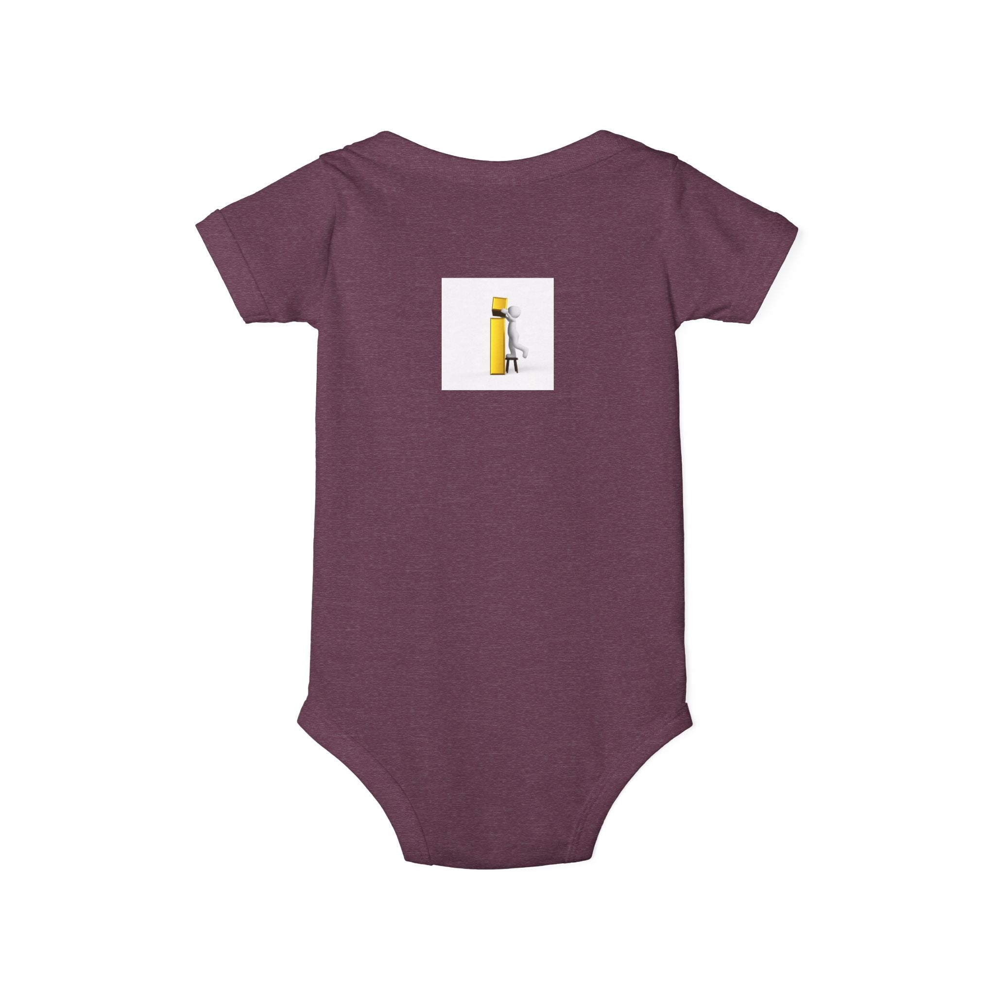 Little Figure Building Yellow Letter i Baby Onesie | Infant Bodysuit
