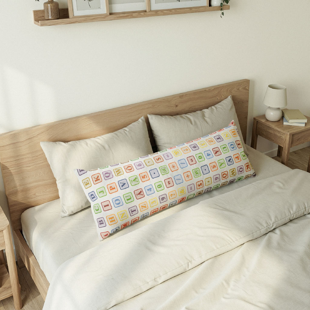 Alphabet Blocks Pattern Body Pillow | Nursery Alphabet Blocks.
