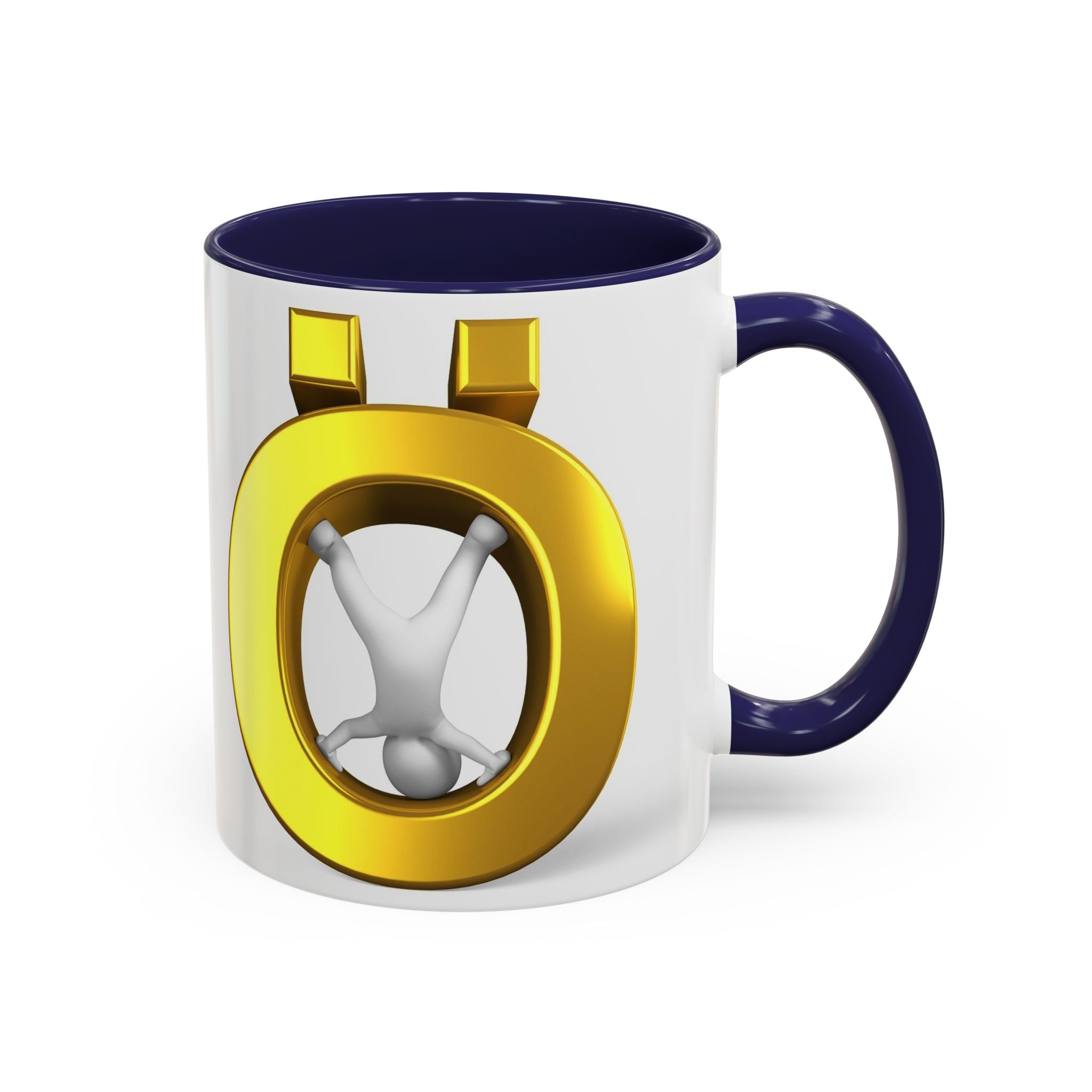 3D Gold Ö Letter Coffee Mug | Accent Handle, Black Interior