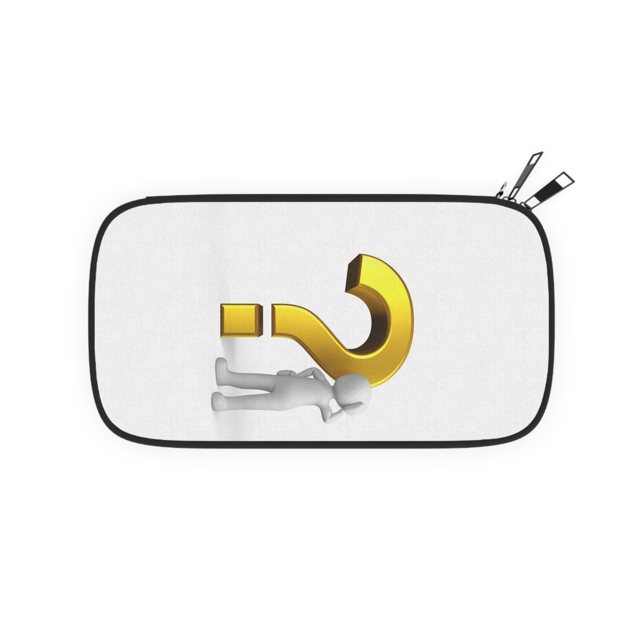Gold Question Mark with Thinking Figure Passport Wallet | Travel ID Organizer