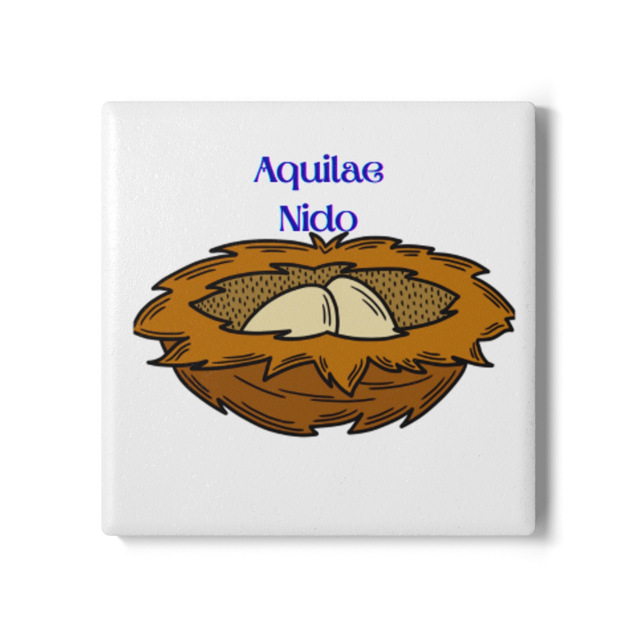 Aquilae Nido Nest Illustration Ceramic Coaster | Bird Nest Artwork
