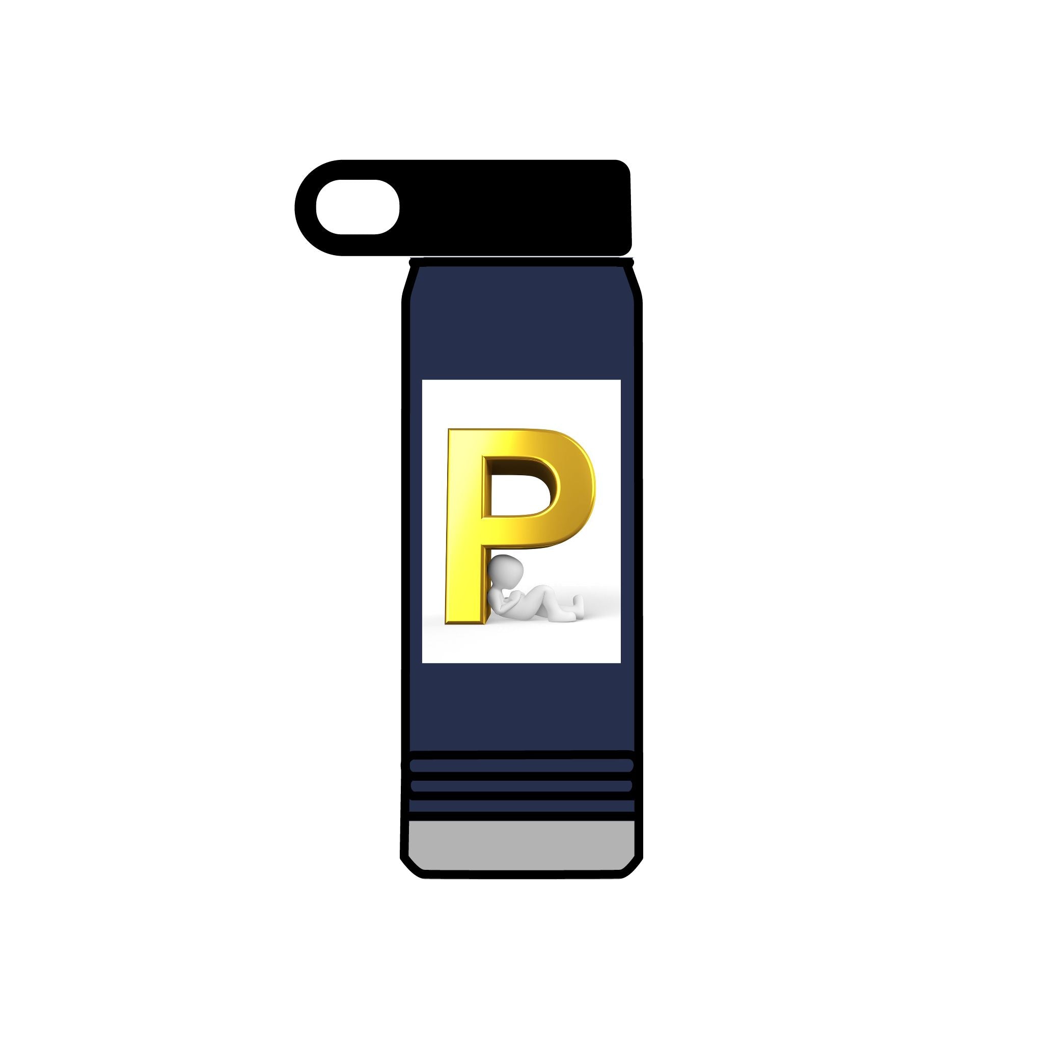 Bouteille d'eau monogramme lettre P dorée | Initiales personnalisées 590 ml