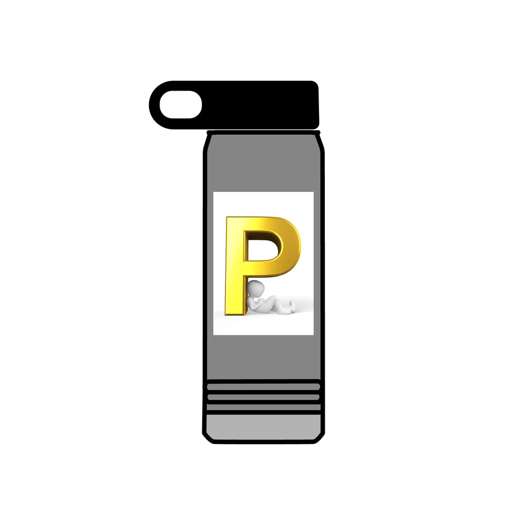 Gold Letter P Monogram Water Bottle | 20oz Personalized Initial