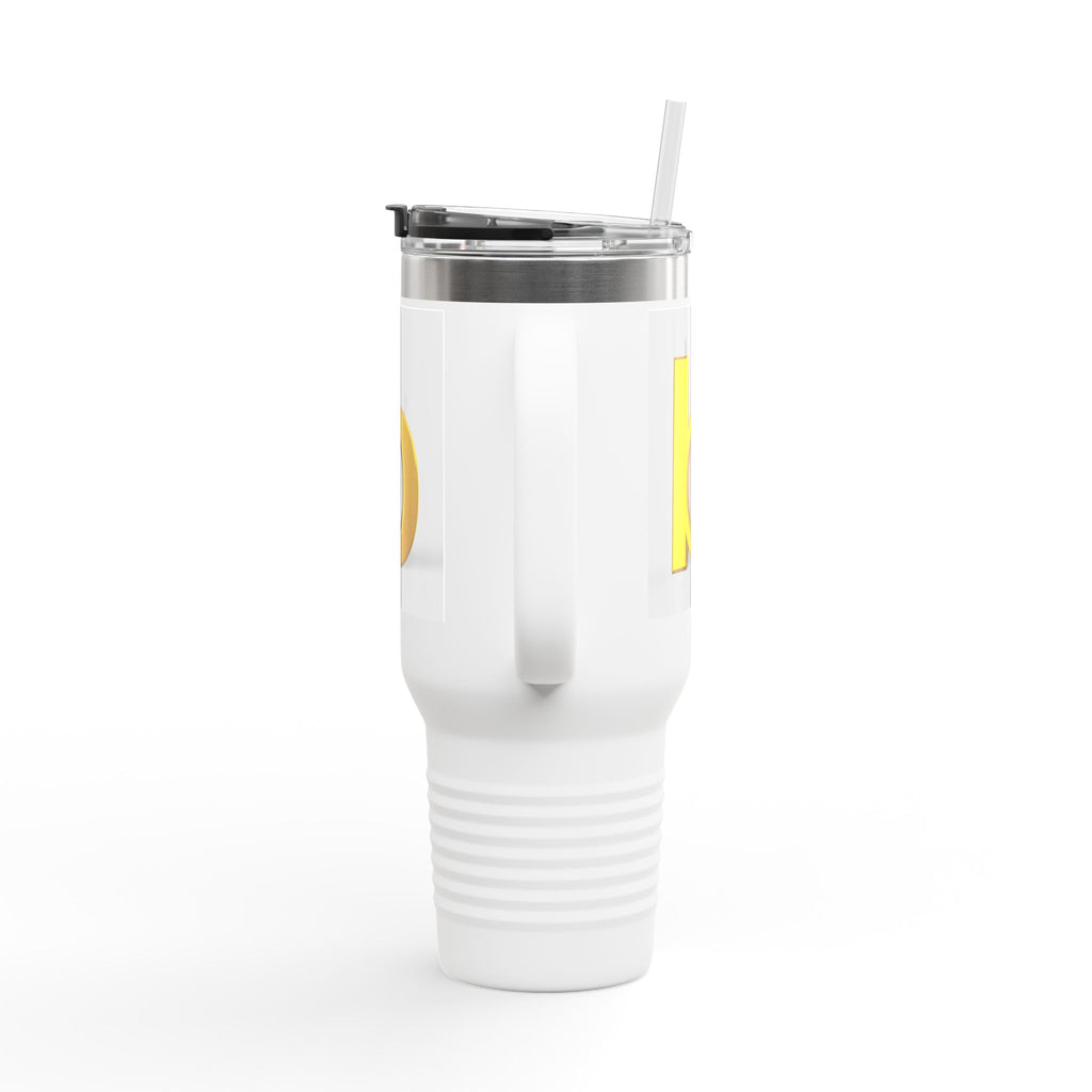 Gold 3D Letter B Travel Mug | 40oz Insulated Tumbler with Handle