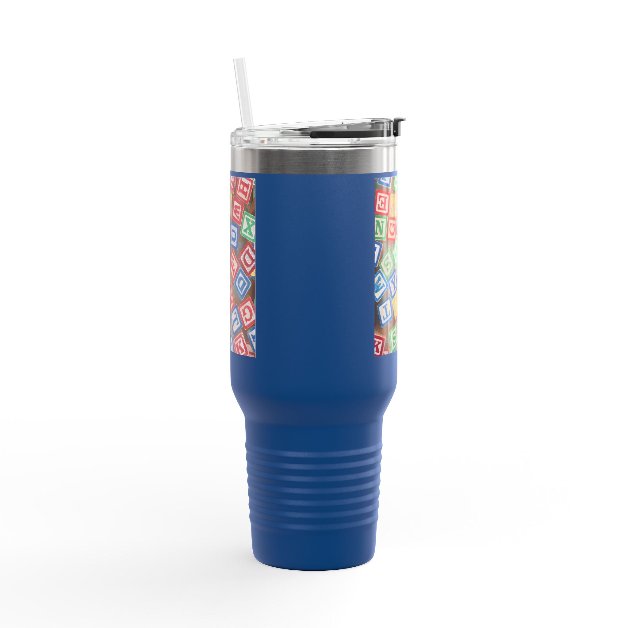 Mug isotherme de voyage avec des blocs alphabet colorés | 1,2 L