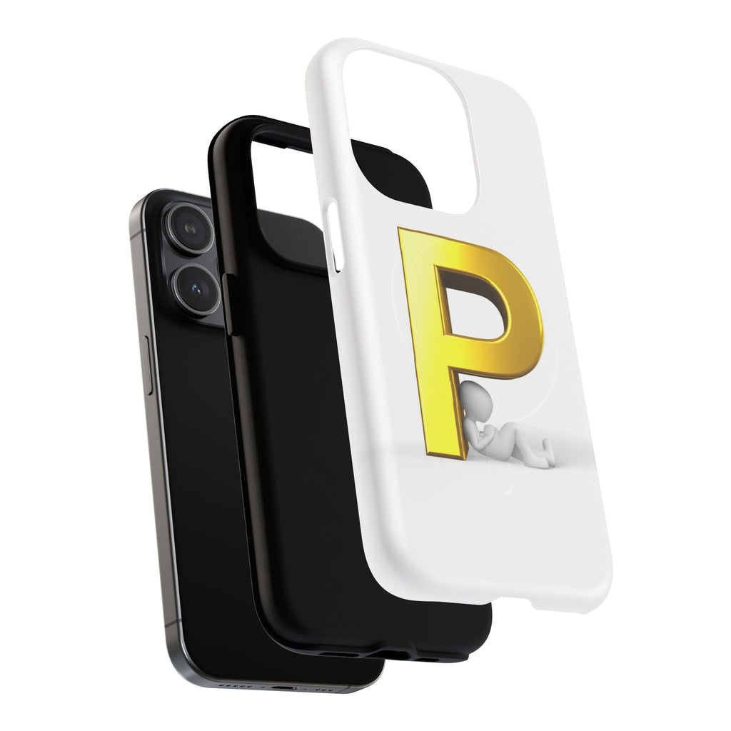 Gold Letter P Monogram Phone Case | Tough Magnetic Case