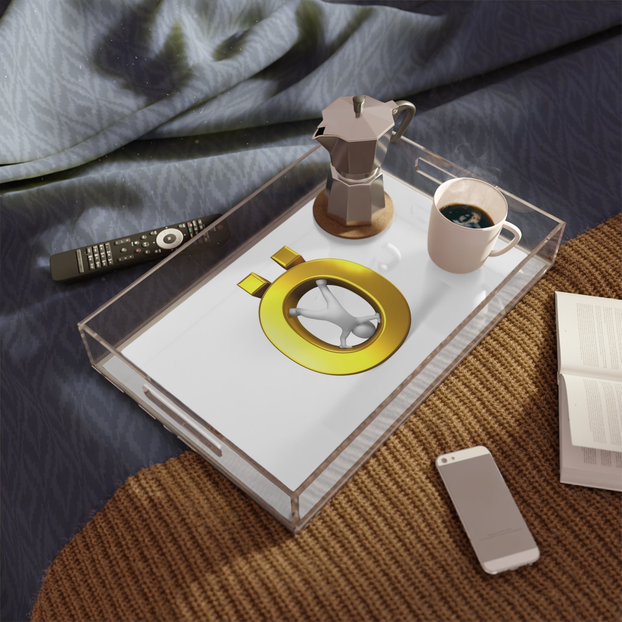 Golden Letter Ö Acrylic Serving Tray | Minimalist Design