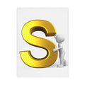 Gold Letter S with 3D Figure Toddler Blanket | Initial Monogram