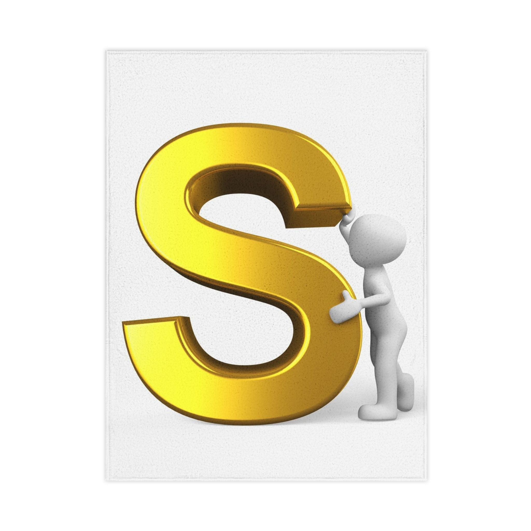 Gold Letter S with 3D Figure Toddler Blanket | Initial Monogram