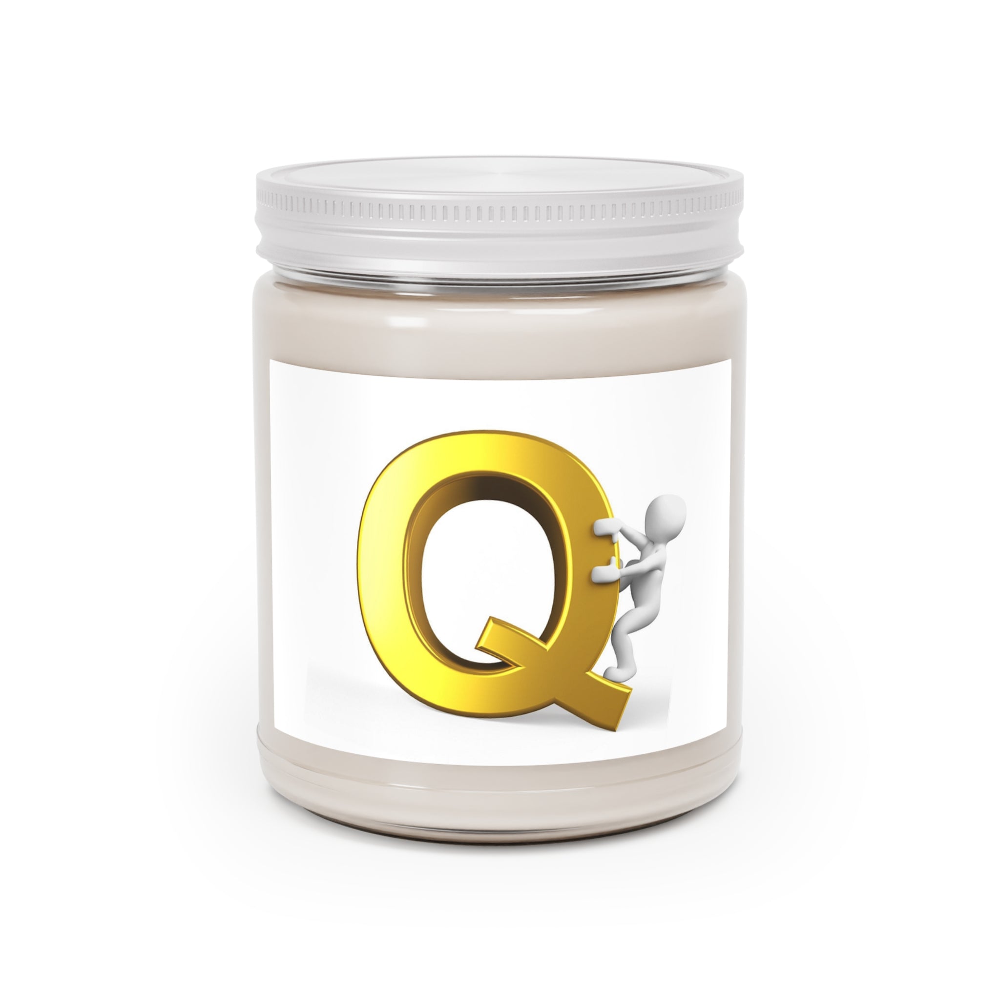 Gold Letter Q Monogram Candle 9oz Soy Jar | Initial Q Scented Candle