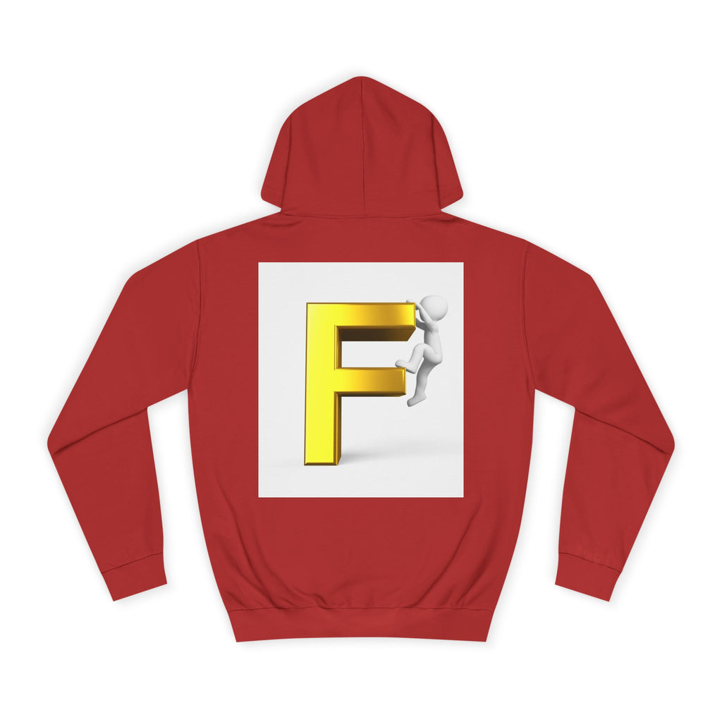 3D Gold Letter F Hoodie | Climbing Figurine Letterman Style