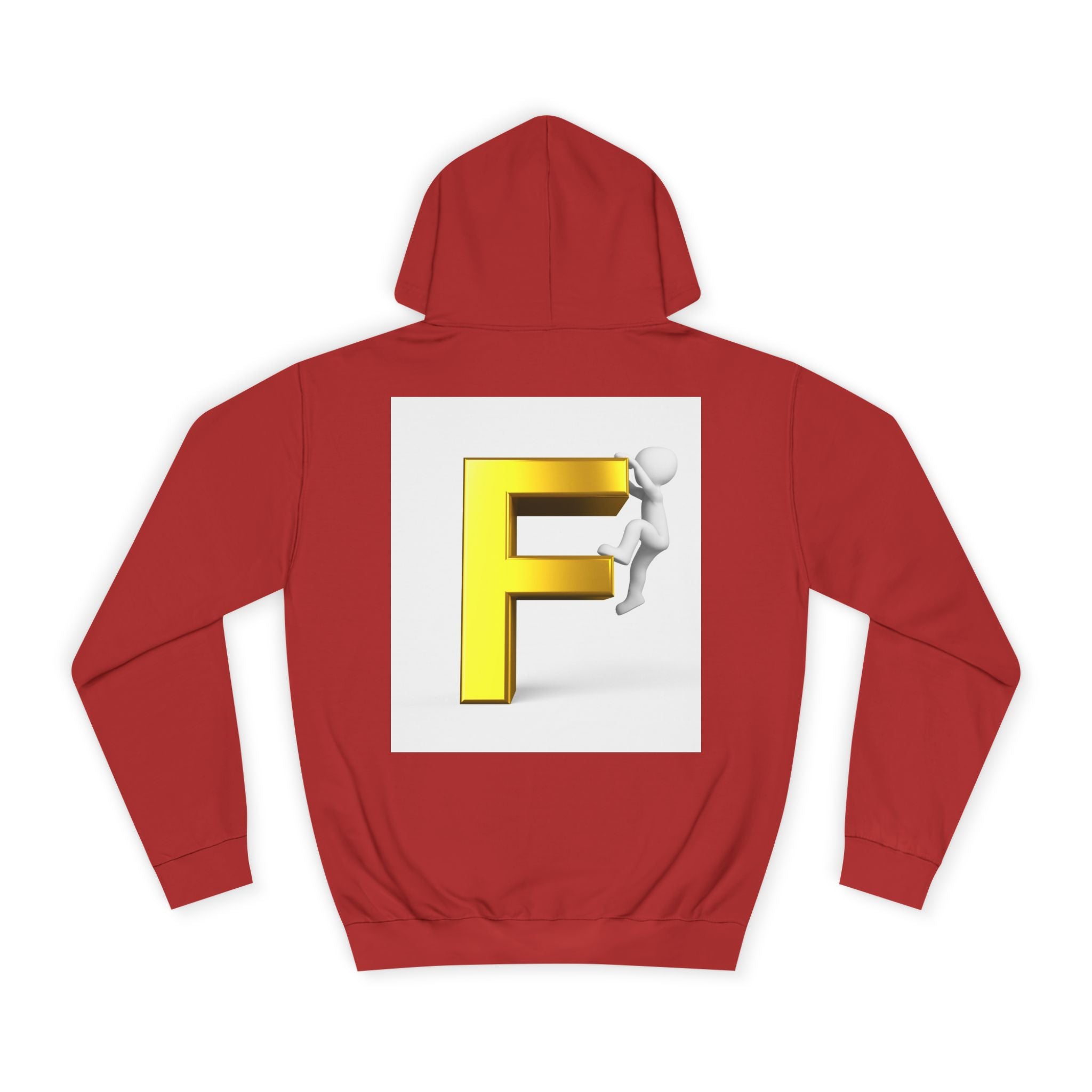 3D Gold Letter F Hoodie | Climbing Figurine Letterman Style