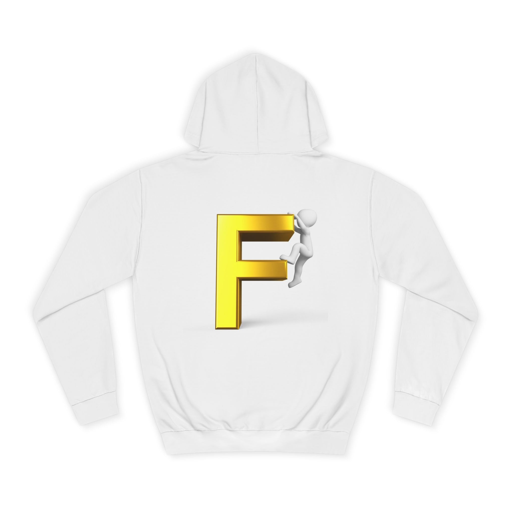 3D Gold Letter F Hoodie | Climbing Figurine Letterman Style