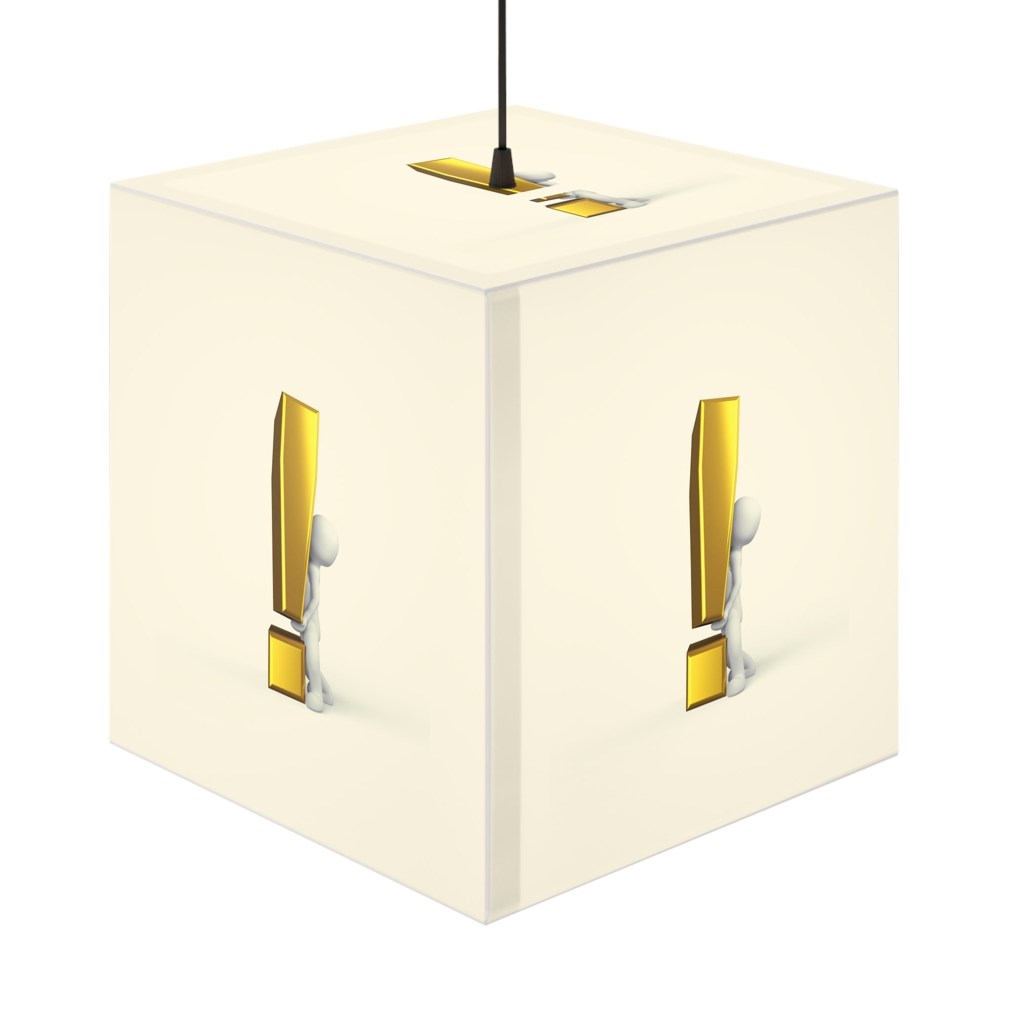 3D Figure with Gold Exclamation Light Cube Lamp | Modern Accent Lighting