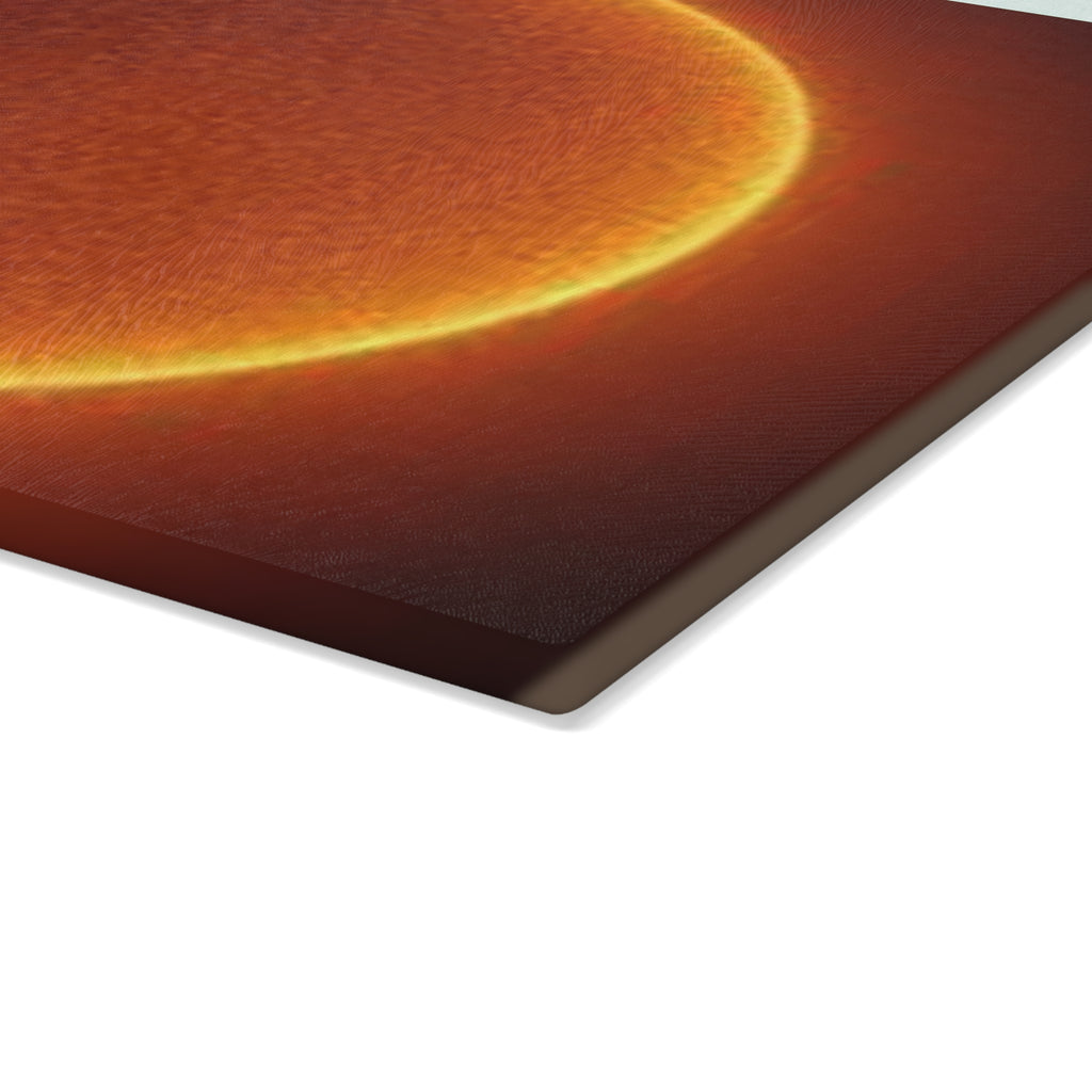 Solar Eclipse Circle Glass Cutting Board | Sun Halo Kitchen Decor