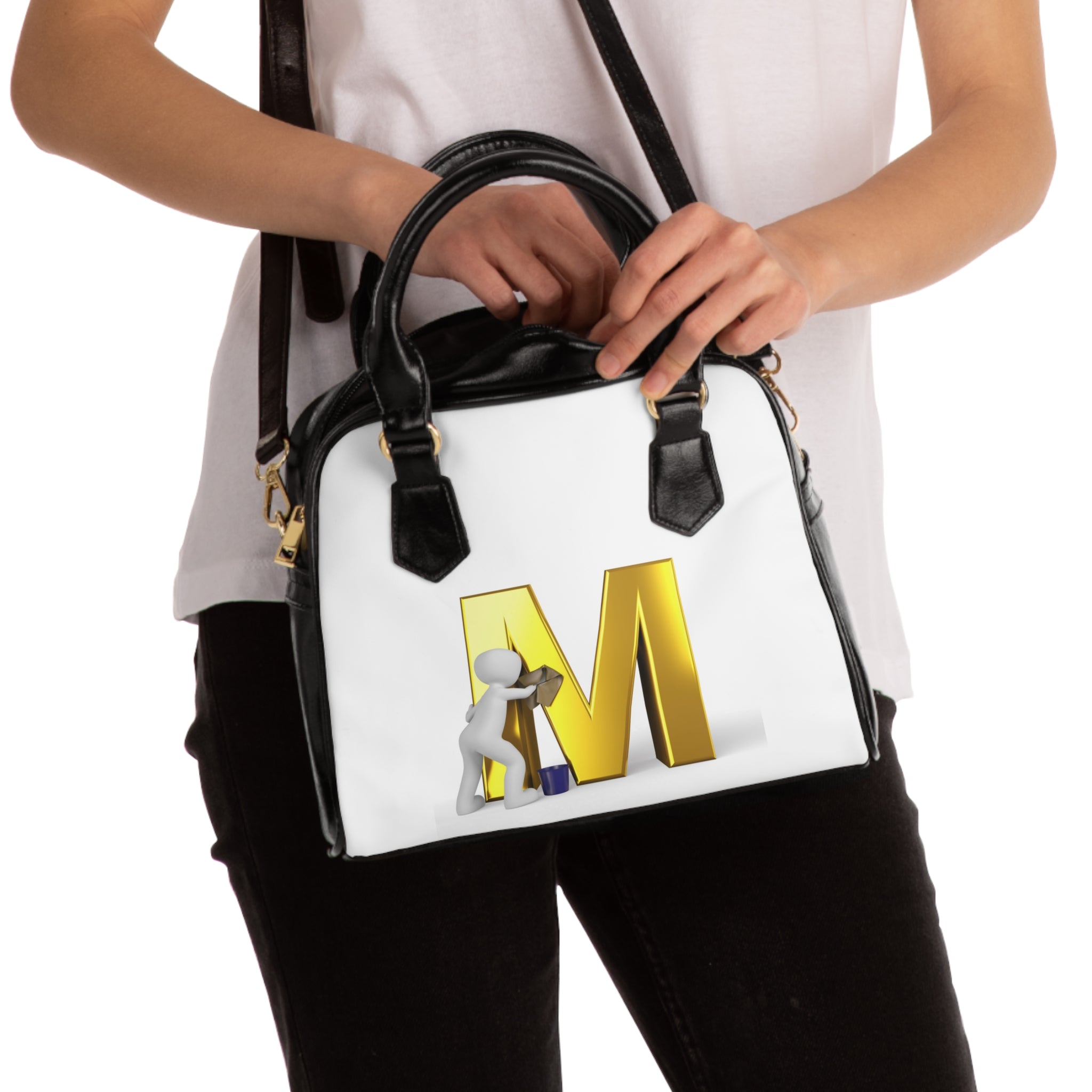 Gold Letter M Monogram Shoulder Handbag | Initial M Purse