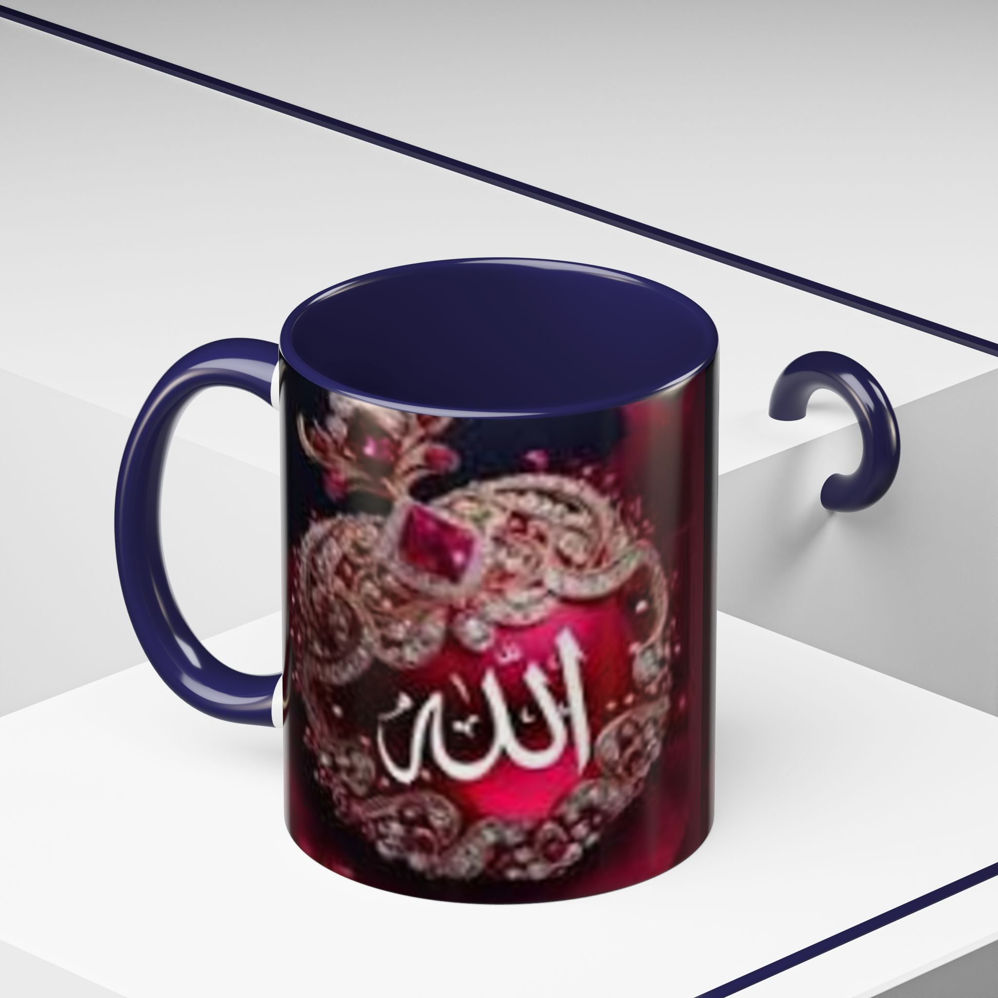 Arabic Calligraphy 'Allah' Ornament Accent Coffee Mug | Islamic Faith Mug