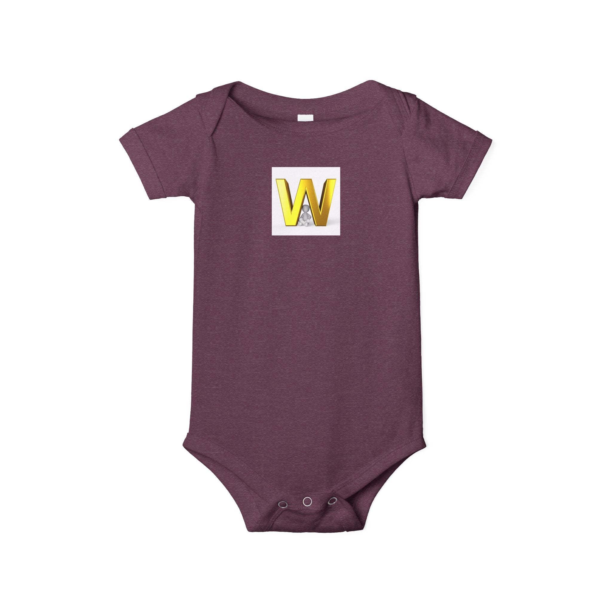 Body une pièce pour bébé avec monogramme lettre W dorée | Body pour bébé