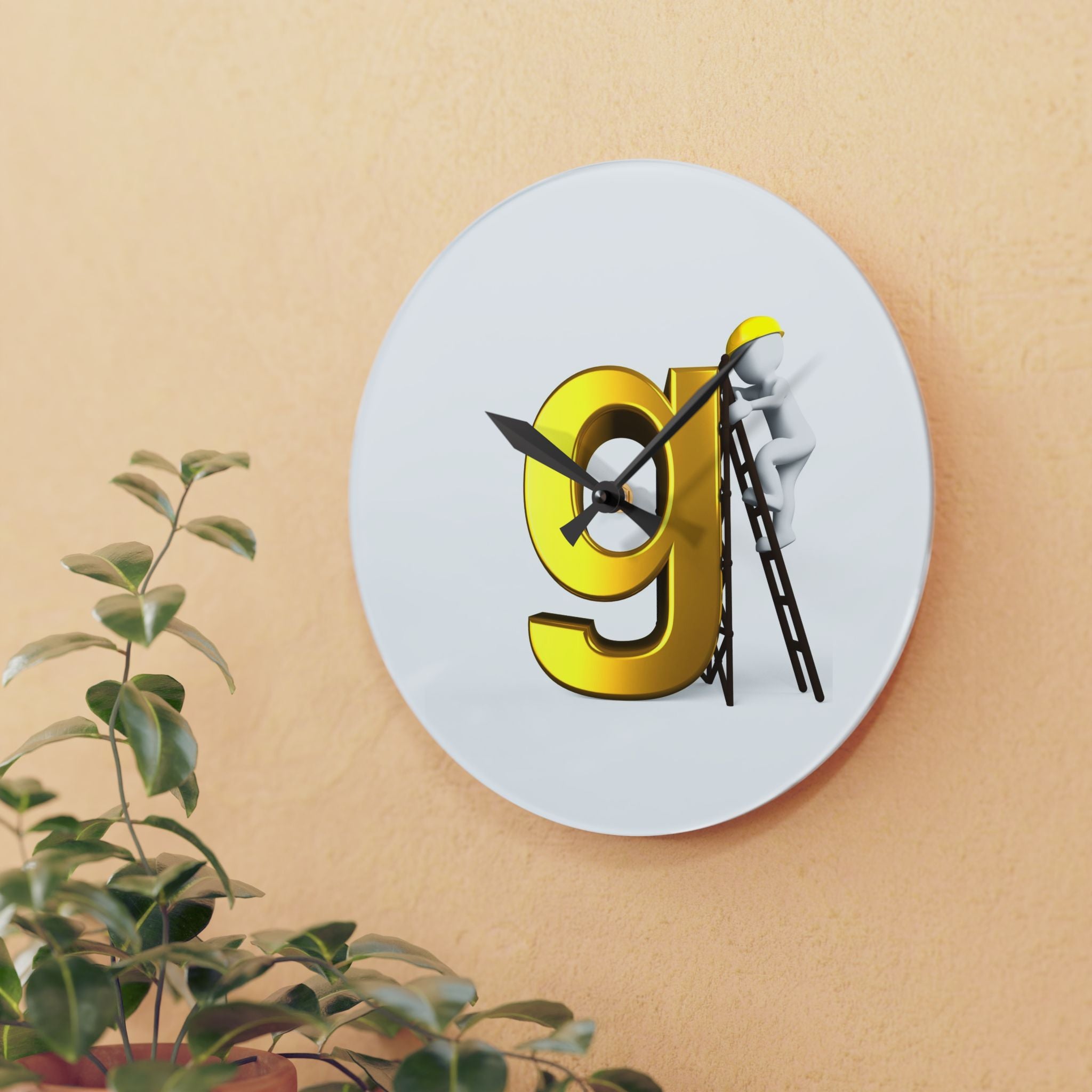 Gold Letter G Design Acrylic Wall Clock | Numeric Decor