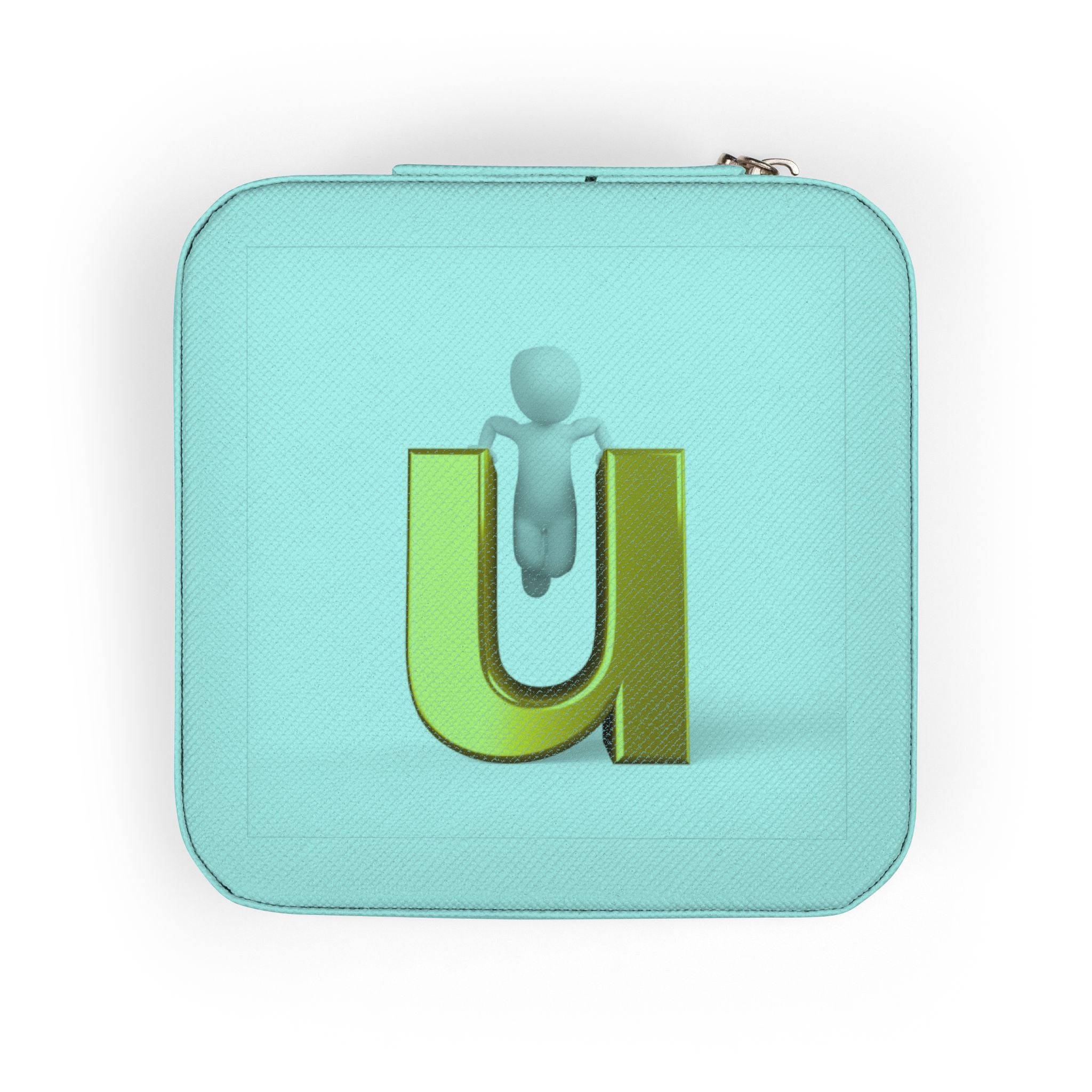 Gold Monogram Letter U Jewelry Travel Case | Compact Portable Organizer