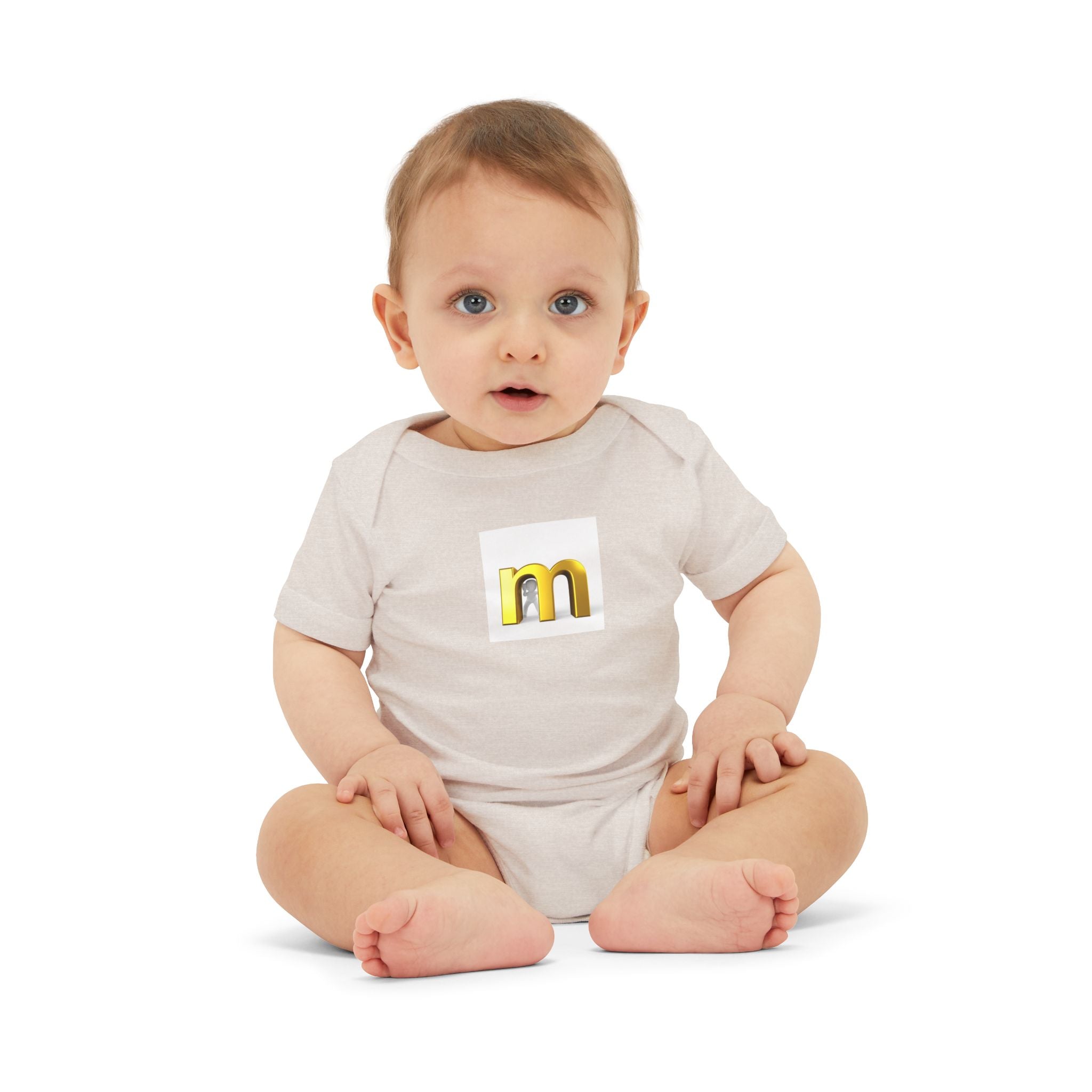 Gold Letter M Infant Onesie | Baby Bodysuit Monogram Initial