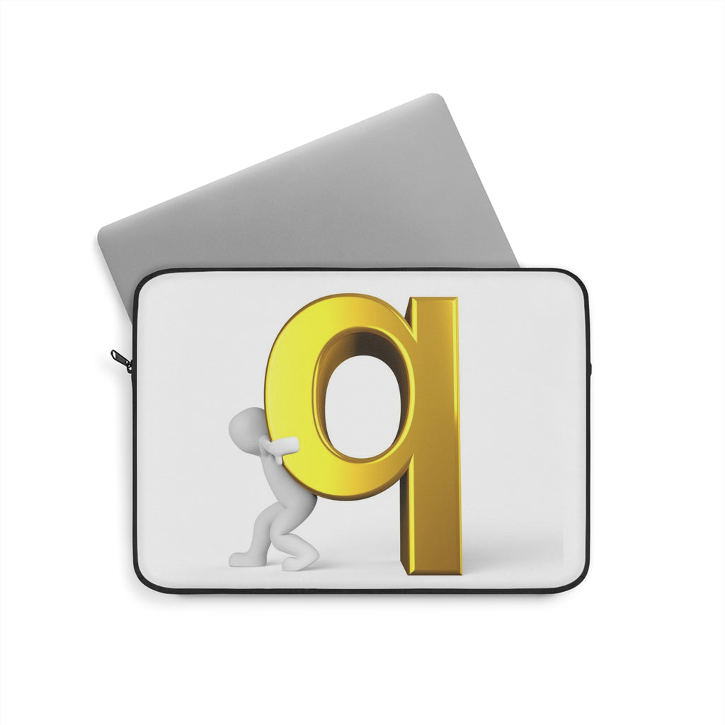3D Person Holding Gold Letter Q Laptop Sleeve | Alphabet Initial Case