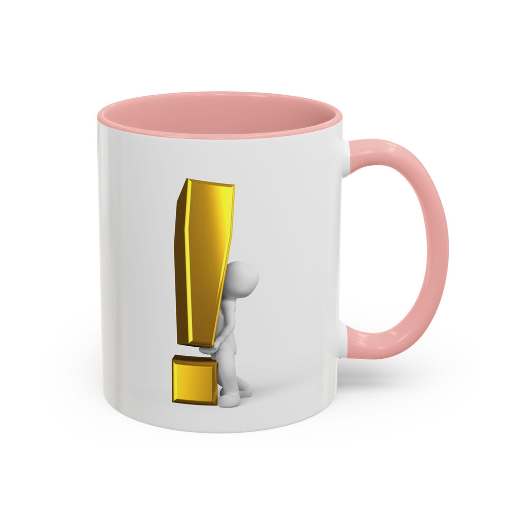 Mug Bonhomme Allumette Tenant un Point d'Exclamation Doré | Mug à Café Original 325ml 444ml
