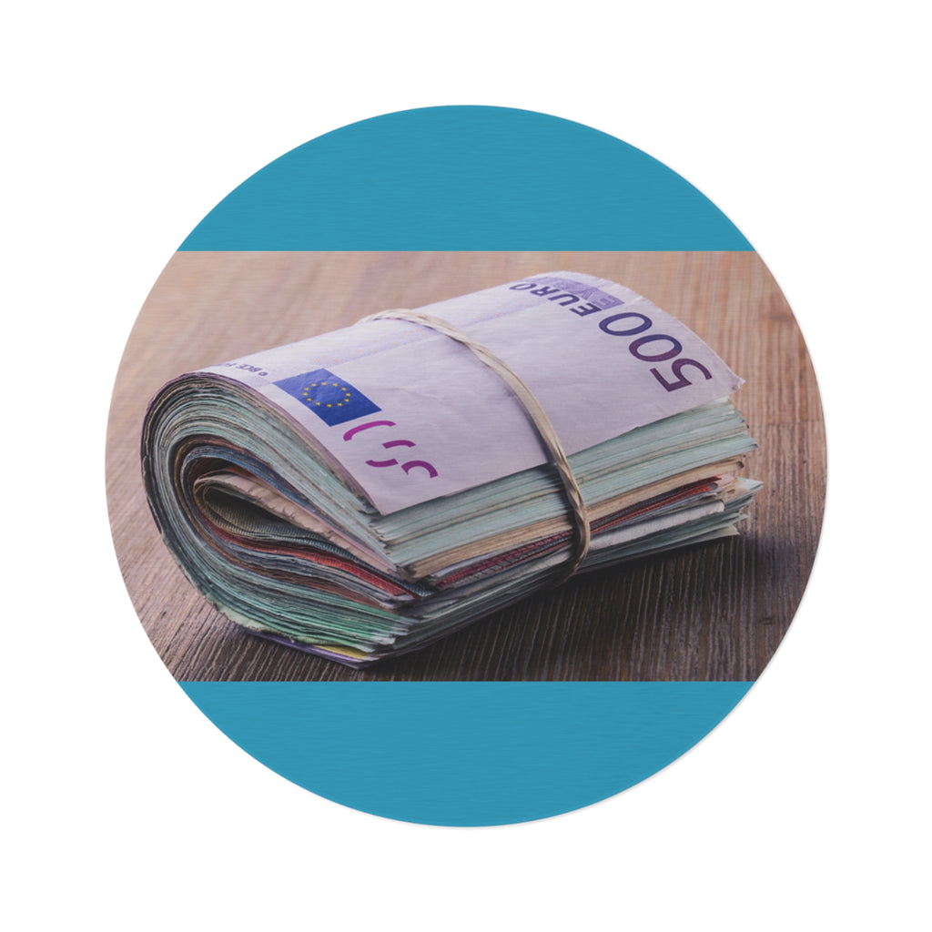 Stack of Euro Banknotes Round Rug | Money Print Floor Mat