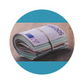 Stack of Euro Banknotes Round Rug | Money Print Floor Mat