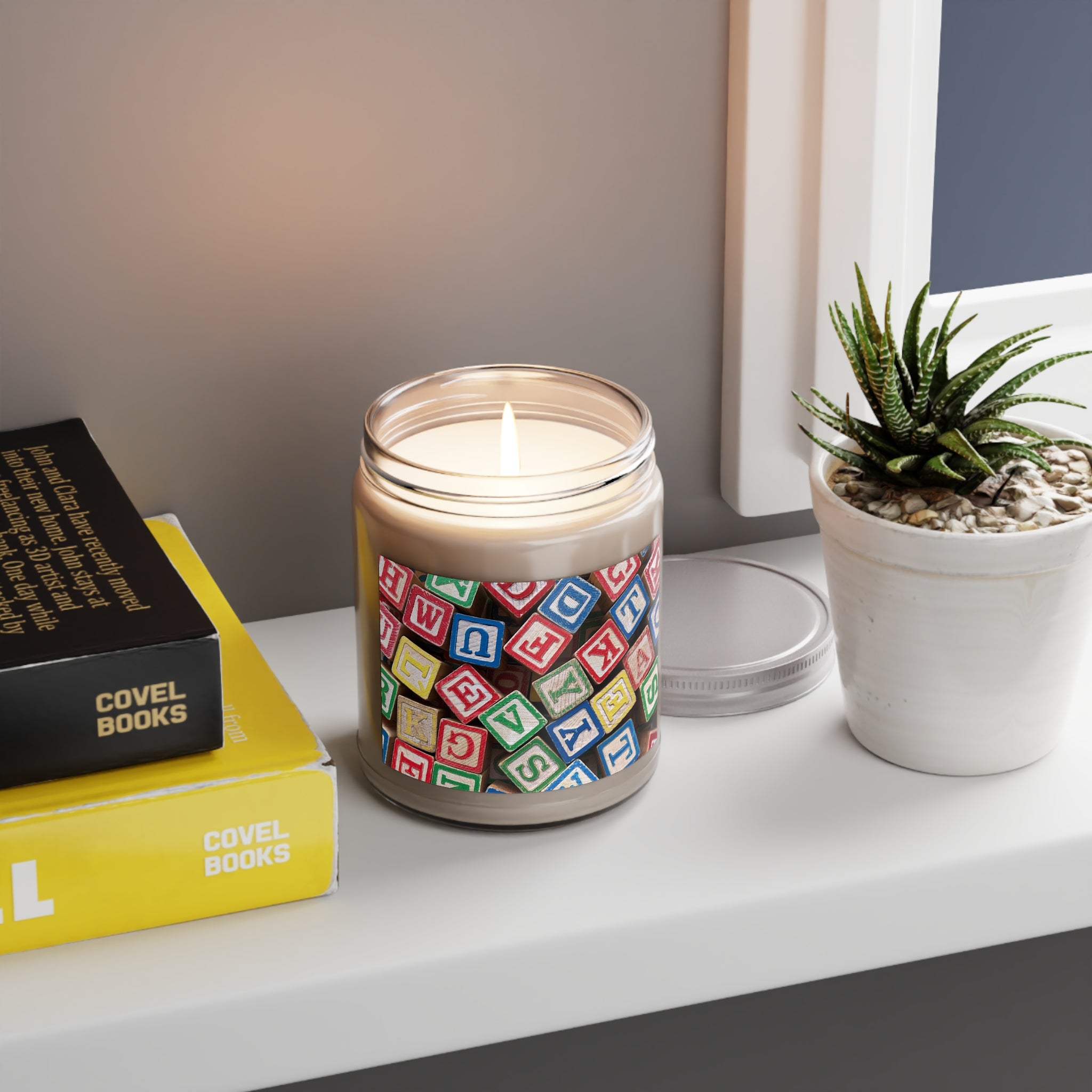 Colorful Wooden Alphabet Blocks Candle | Soy Candle Jar, 9oz