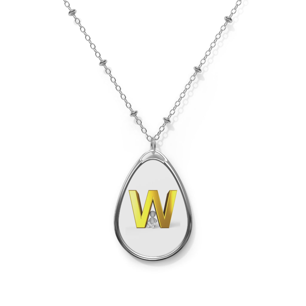 Personalized Gold Initial W Pendant Oval Necklace