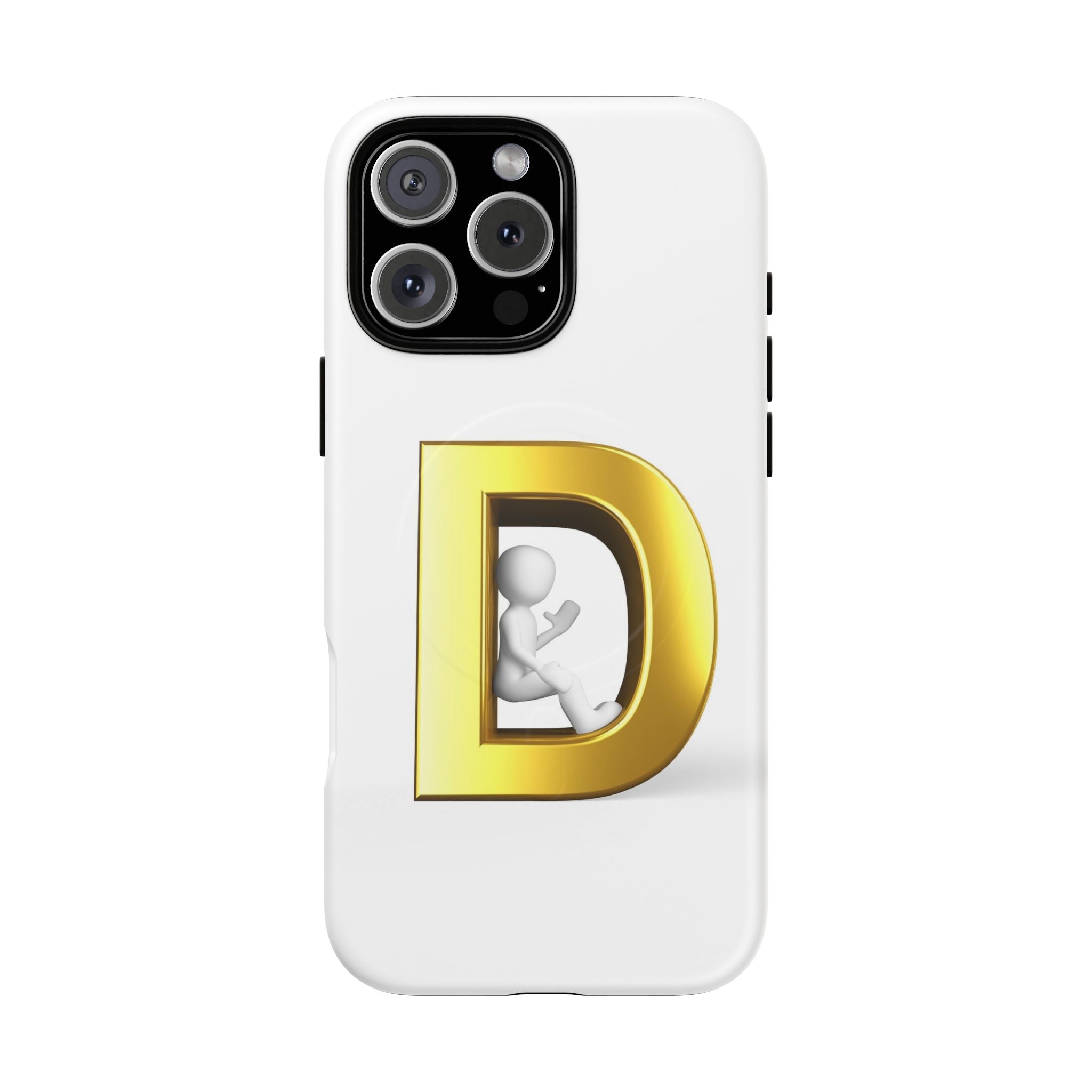 Coque de téléphone à monogramme lettre D or | Coque magnétique résistante