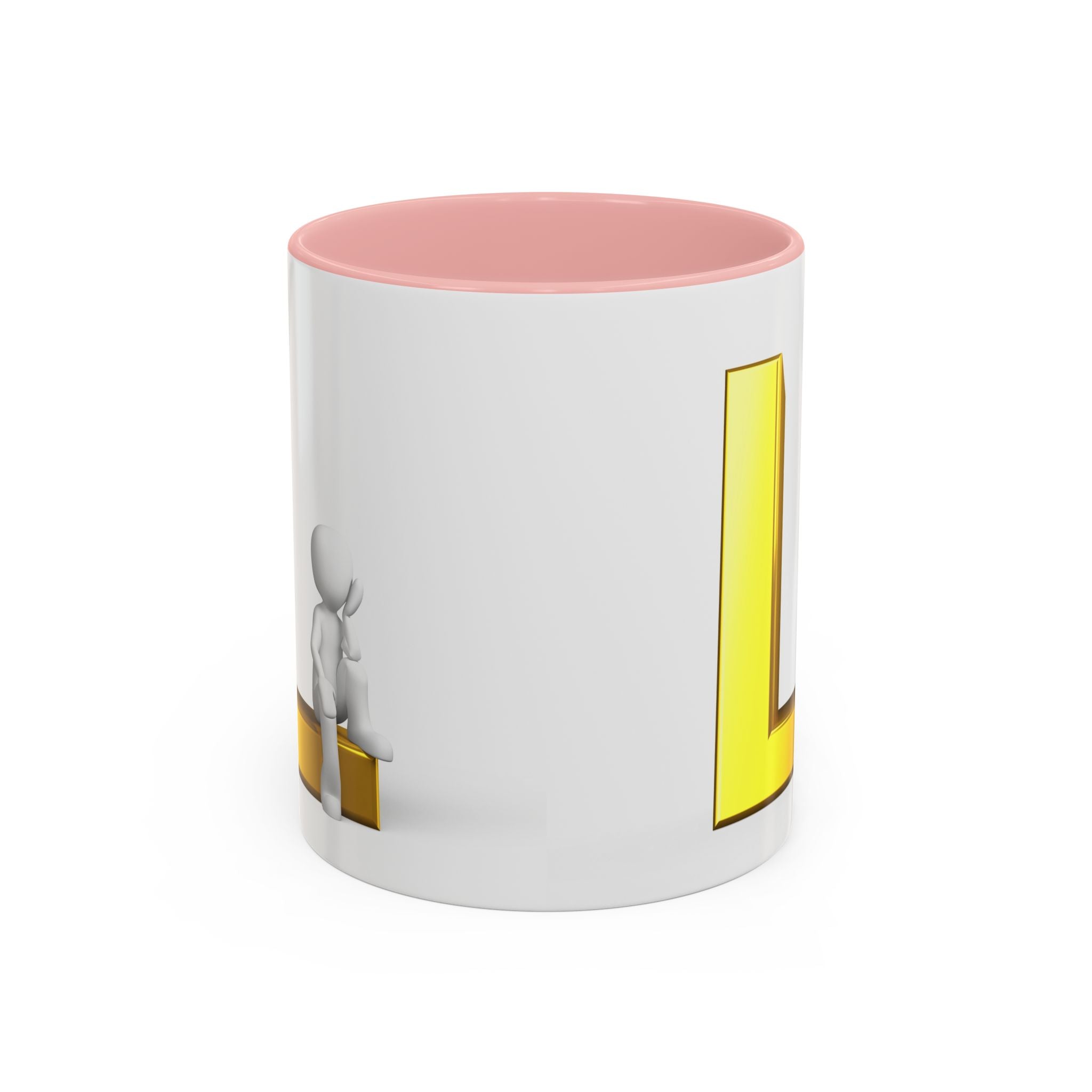 Mug 3D Personne assise sur la lettre L en Or | Mug à anse colorée 325ml 444ml