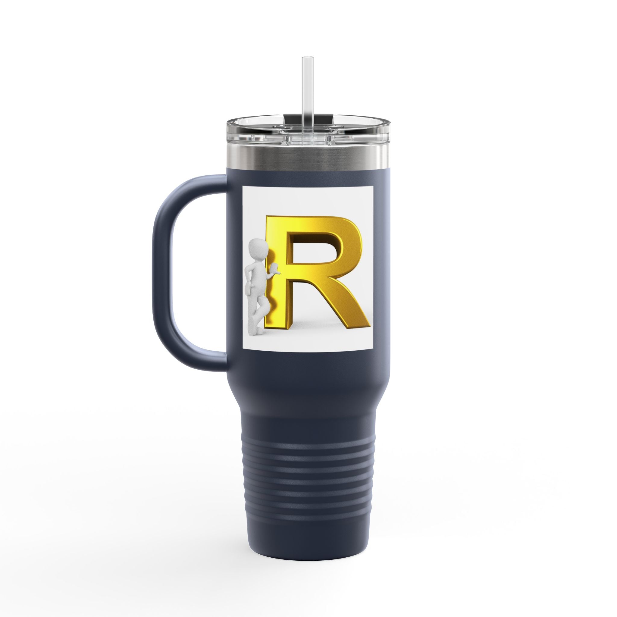 Gold 3D Letter R Initial Insulated Travel Mug | 40oz