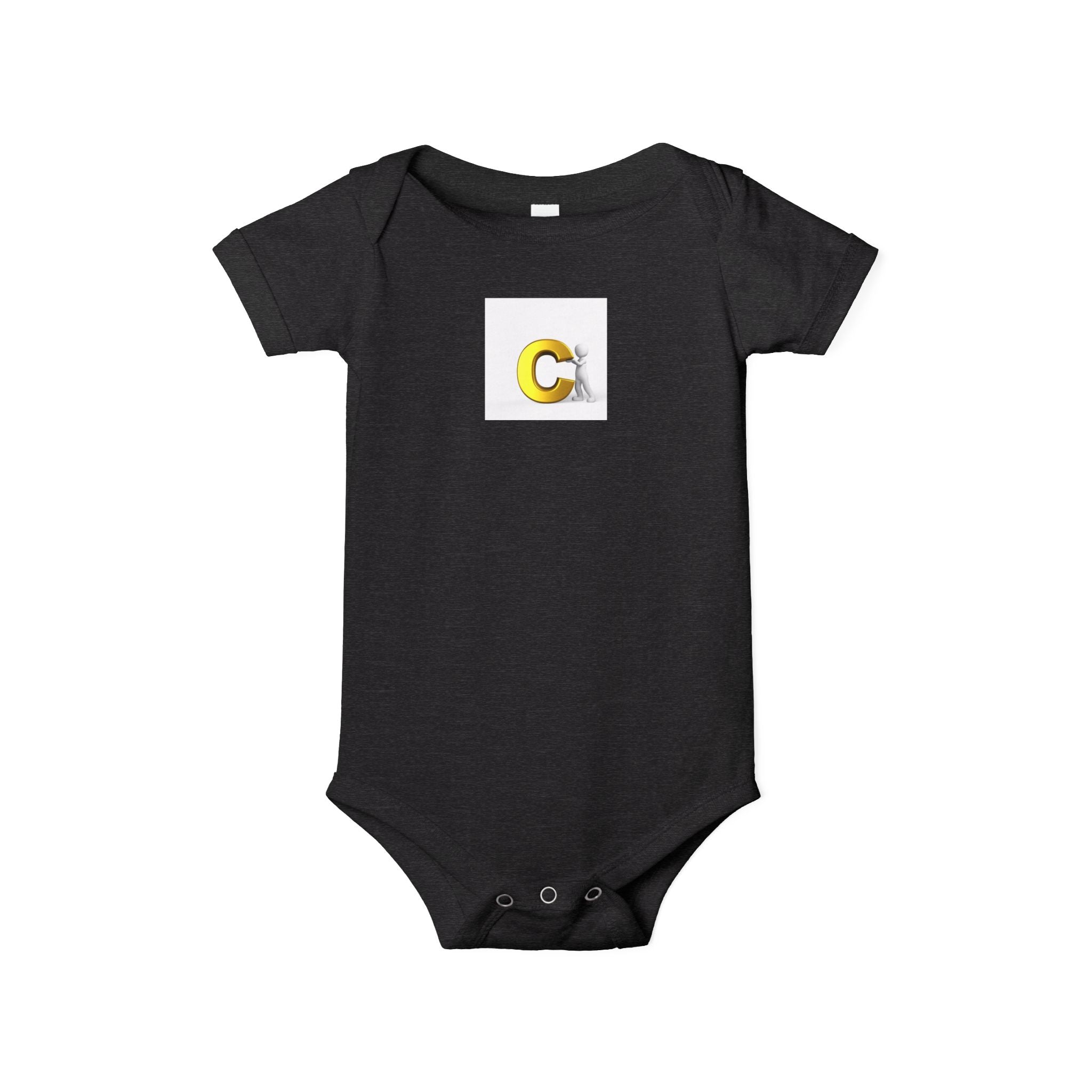 Body bébé une pièce Lettre C Poulet | Body de bébé monogramme initial