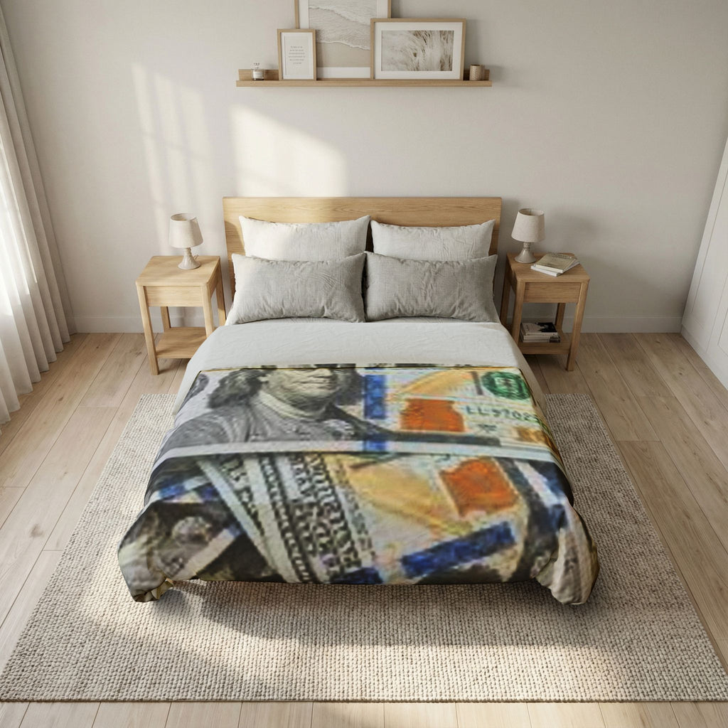 Hundred Dollar Bills Cotton Duvet Cover | Money Pattern Bedding