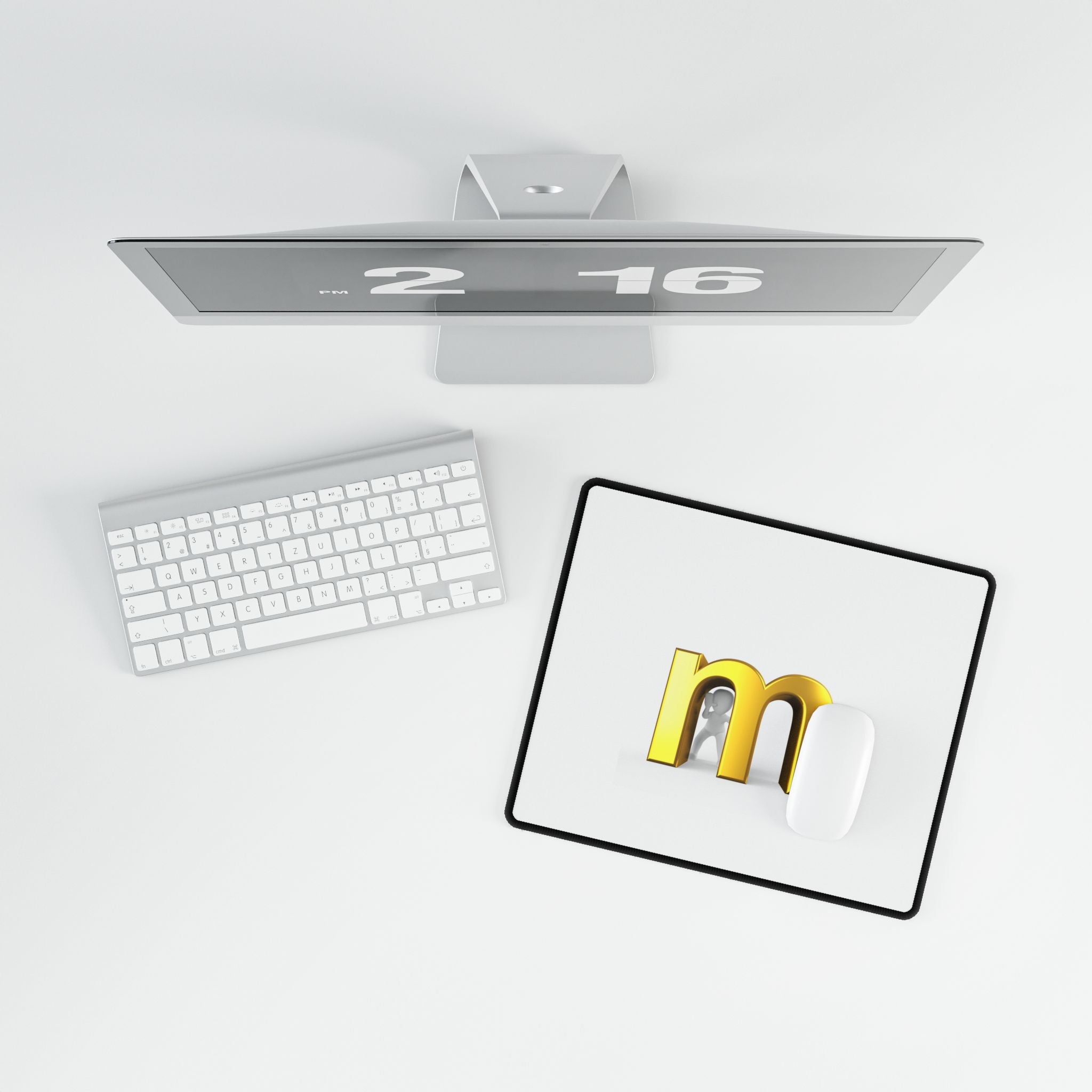 Gold Letter M Desk Mat | Minimal Monogram Mouse Pad