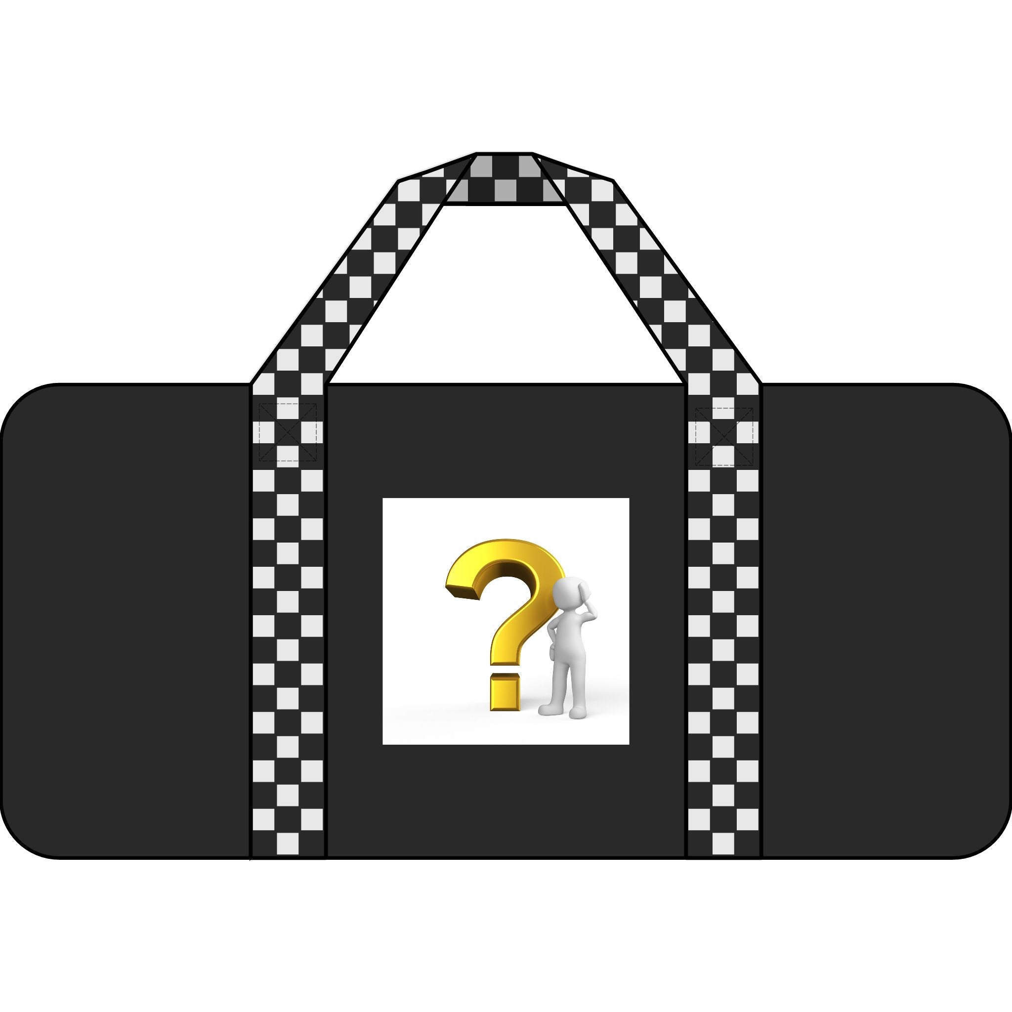 Question Mark Icon Tripper Duffel Bag | Checker Strap or Black Camo