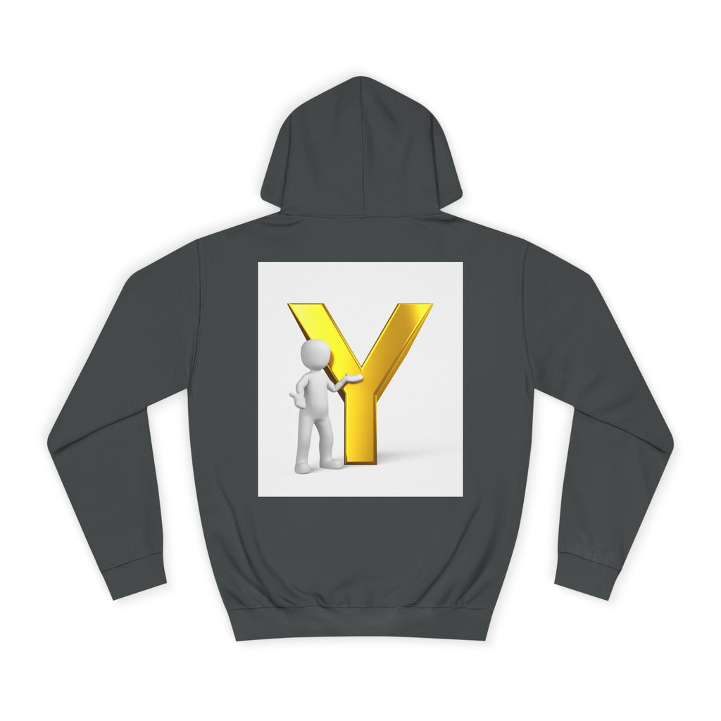 3D Gold Letter Y with Figure Hoodie | Initial Monogram Sweatshirt