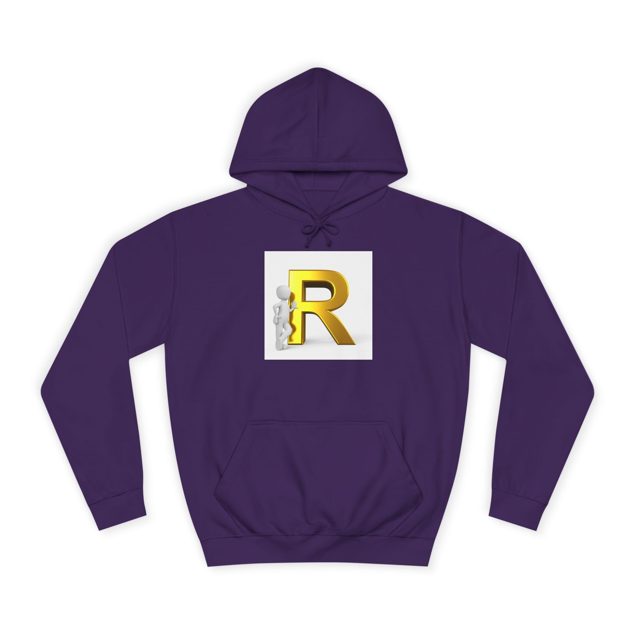 Gold Letter R Hoodie | 3D Character Leaning on R