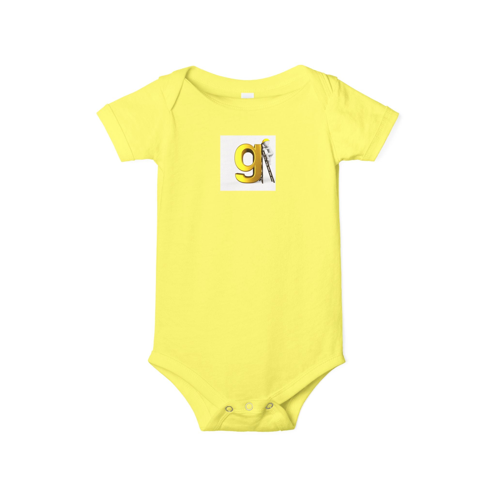 Body pour bébé lettre G jaune avec motif travailleur | Body pour bébé, initiale de l'alphabet