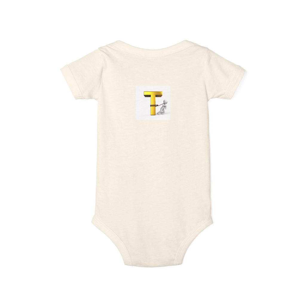 Yellow Letter T with Figure Infant Onesie | Baby Monogram Onesie