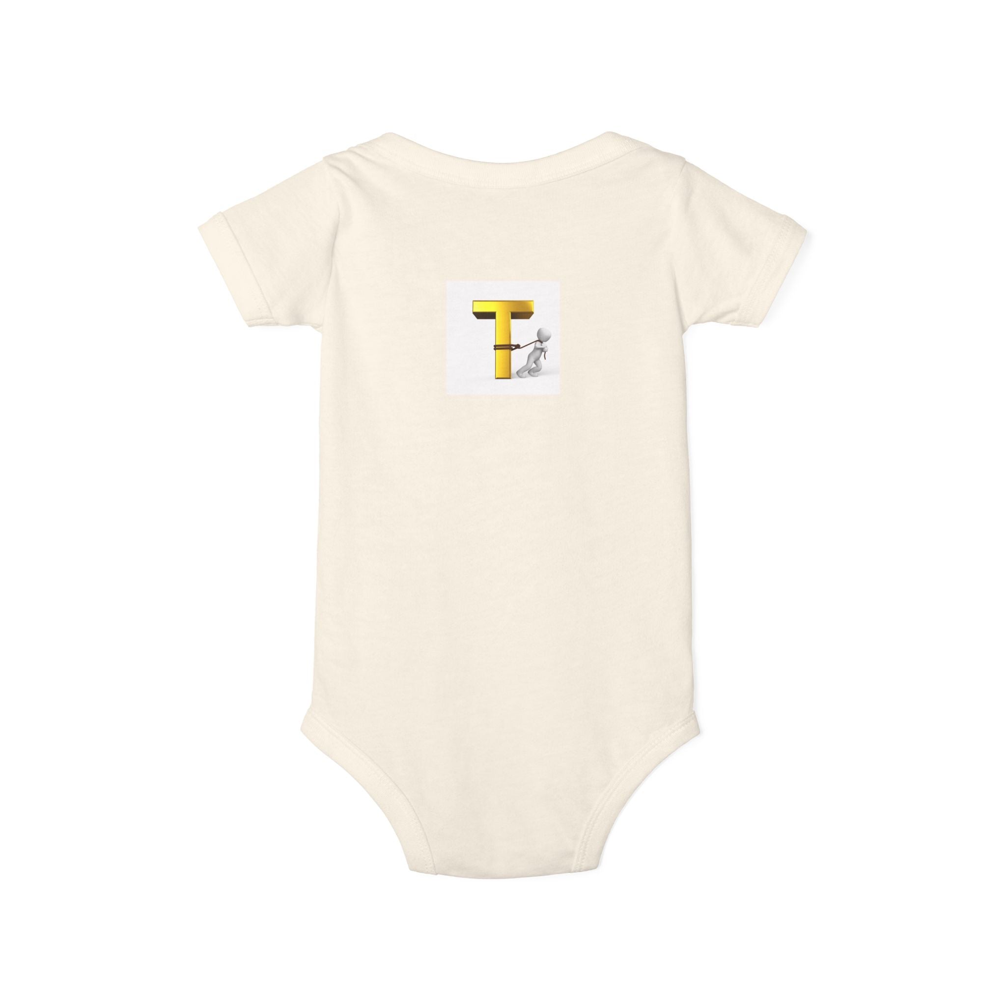 Yellow Letter T with Figure Infant Onesie | Baby Monogram Onesie