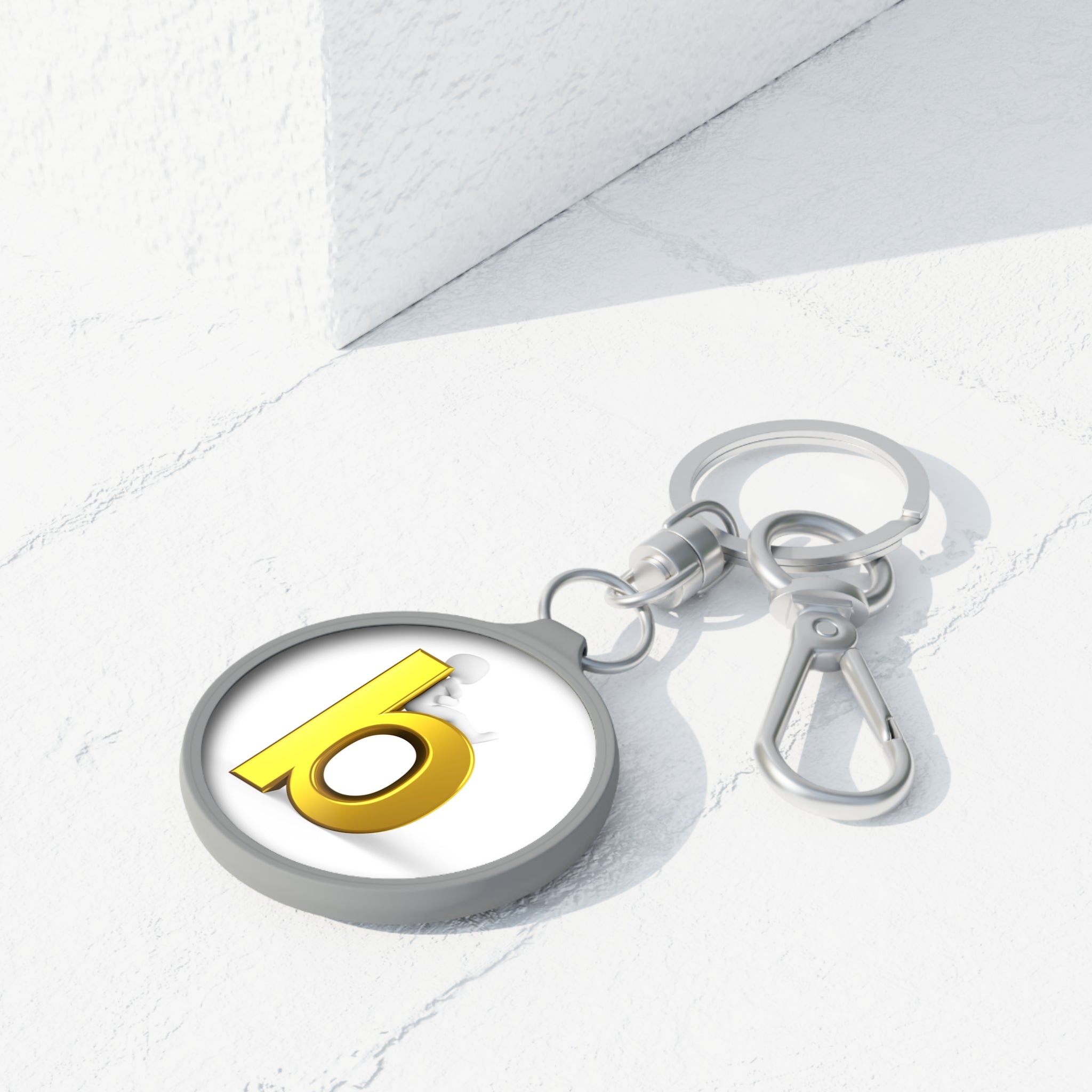 Gold Letter b Keyring Tag | Round Initial Keychain